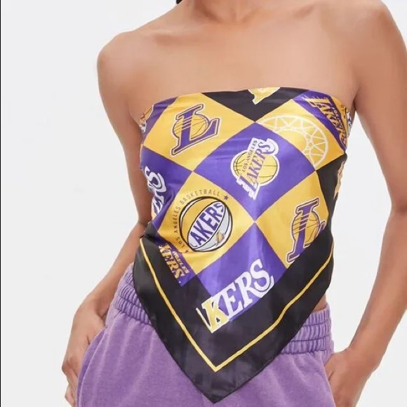 NWT LA Lakers Tie Back Tube Top - Picture 1 of 5
